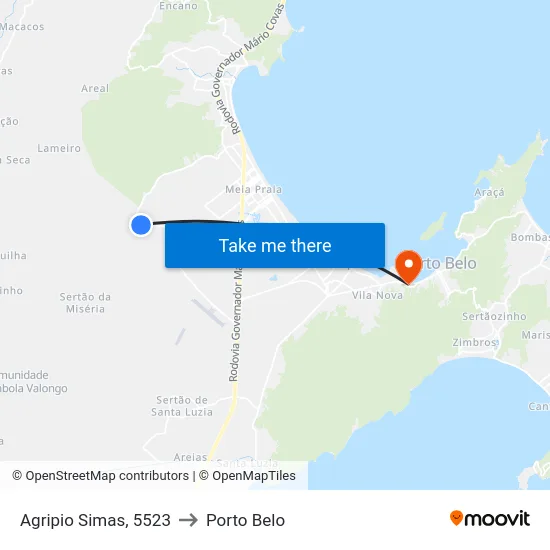 Agripio Simas, 5523 to Porto Belo map