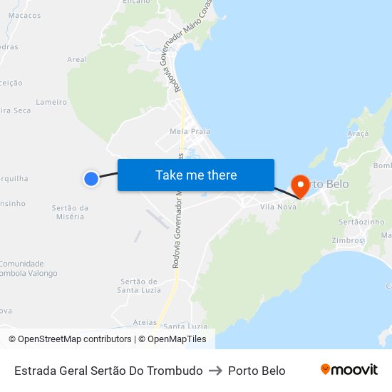 Estrada Geral Sertão Do Trombudo to Porto Belo map