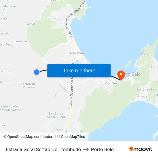 Estrada Geral Sertão Do Trombudo to Porto Belo map
