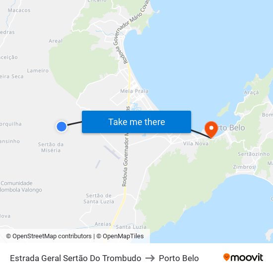 Estrada Geral Sertão Do Trombudo to Porto Belo map