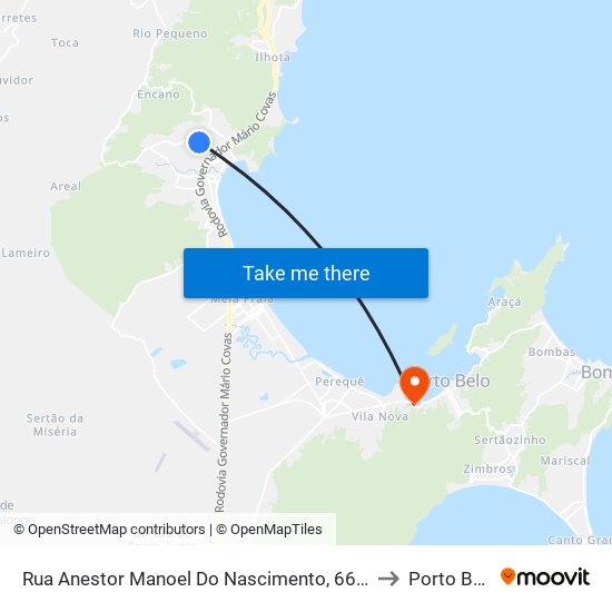 Rua Anestor Manoel Do Nascimento, 66-258 to Porto Belo map