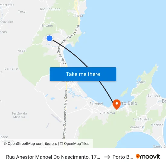 Rua Anestor Manoel Do Nascimento, 1792-1884 to Porto Belo map