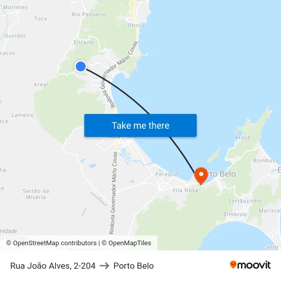 Rua João Alves, 2-204 to Porto Belo map