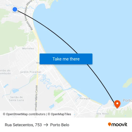 Rua Setecentos, 753 to Porto Belo map