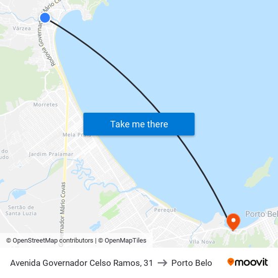 Avenida Governador Celso Ramos, 31 to Porto Belo map