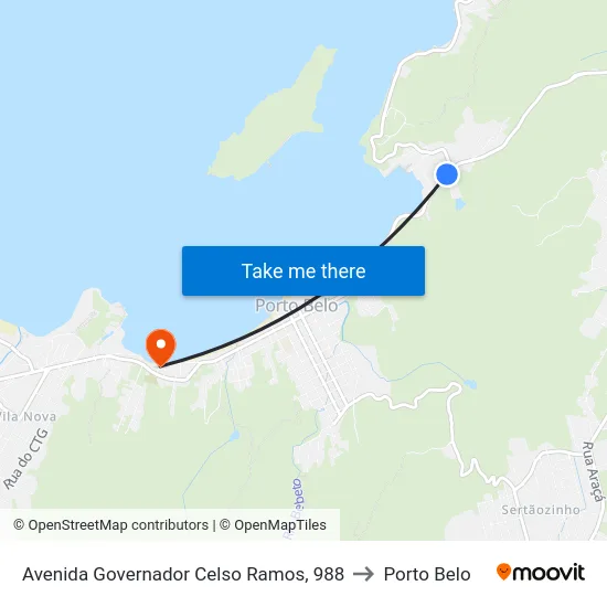Avenida Governador Celso Ramos, 988 to Porto Belo map