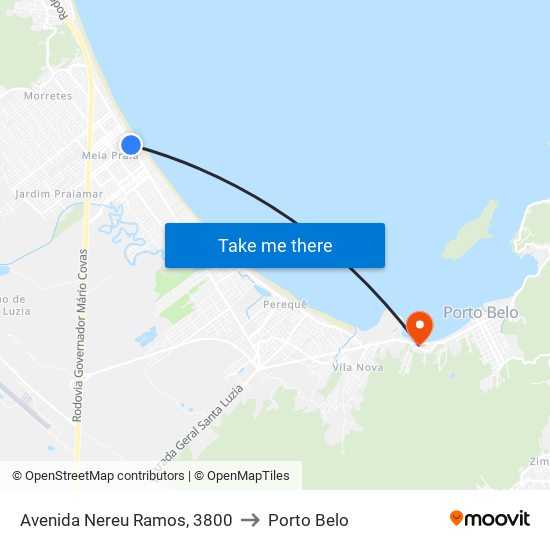 Avenida Nereu Ramos, 3800 to Porto Belo map