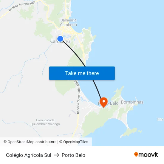 Colégio Agrícola Sul to Porto Belo map