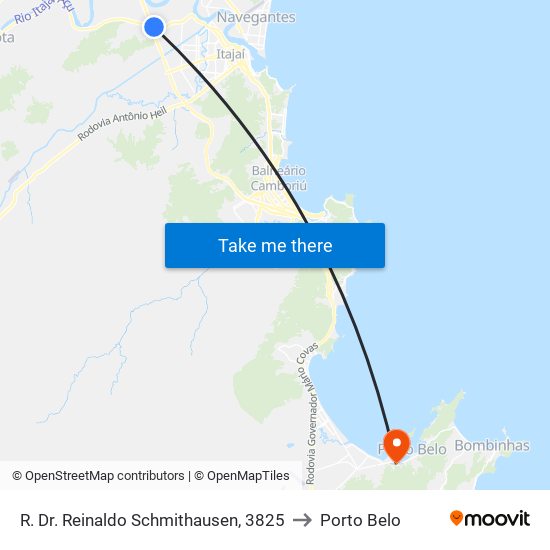 R. Dr. Reinaldo Schmithausen, 3825 to Porto Belo map