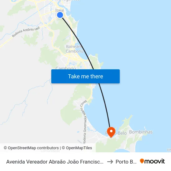Avenida Vereador Abraão João Francisco, 1400 to Porto Belo map