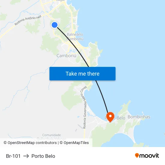 Br-101 to Porto Belo map
