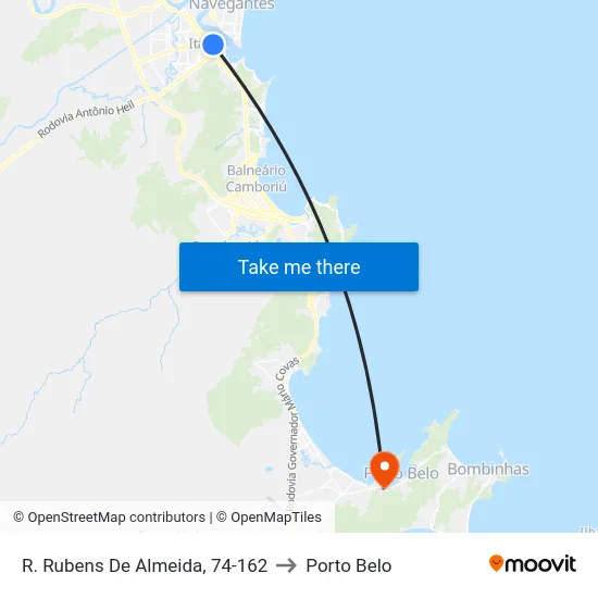 R. Rubens De Almeida, 74-162 to Porto Belo map