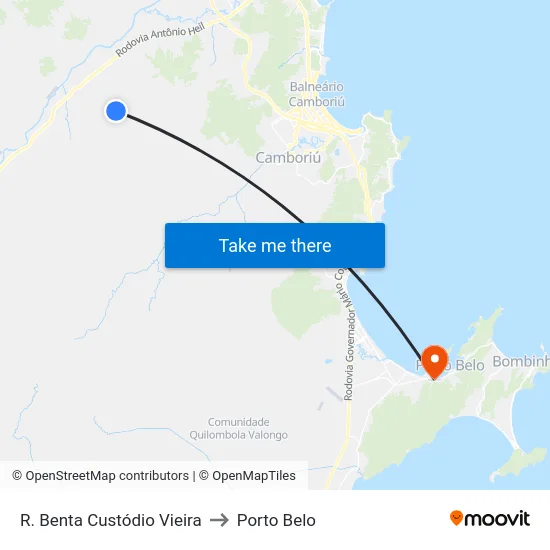 R. Benta Custódio Vieira to Porto Belo map