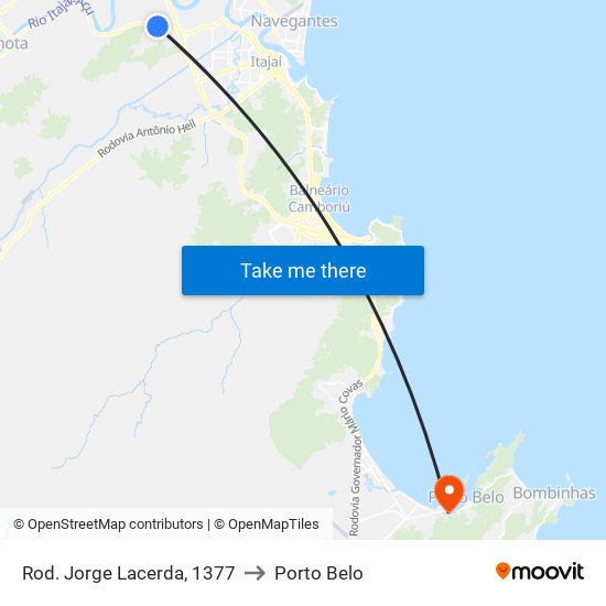 Rod. Jorge Lacerda, 1377 to Porto Belo map