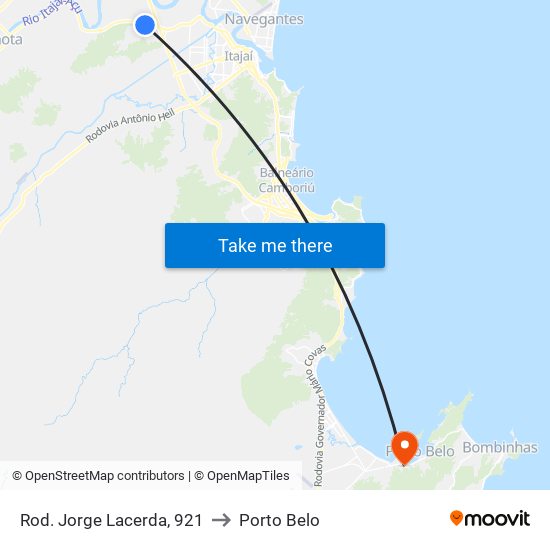 Rod. Jorge Lacerda, 921 to Porto Belo map