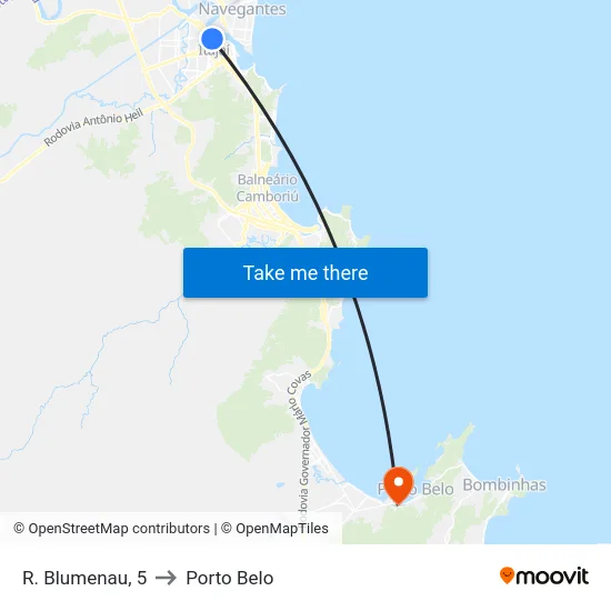 R. Blumenau, 5 to Porto Belo map