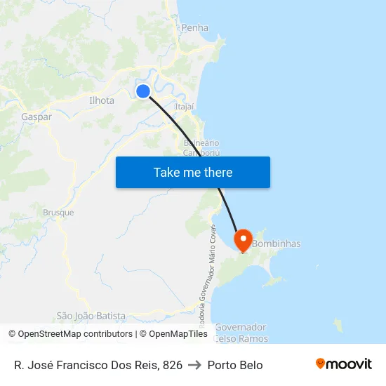 R. José Francisco Dos Reis, 826 to Porto Belo map