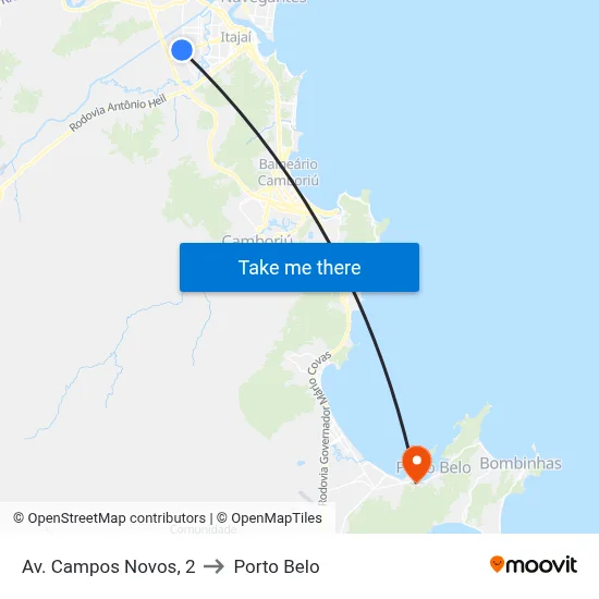 Av. Campos Novos, 2 to Porto Belo map