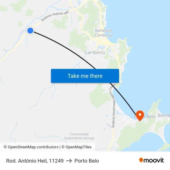 Rod. Antônio Heil, 11249 to Porto Belo map