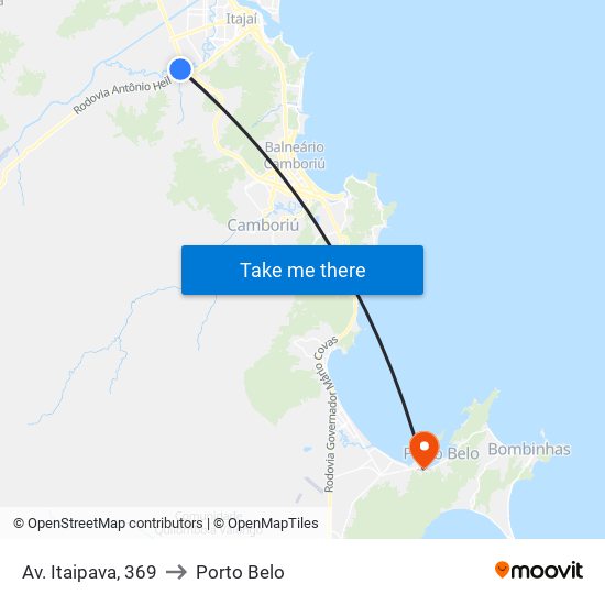 Av. Itaipava, 369 to Porto Belo map