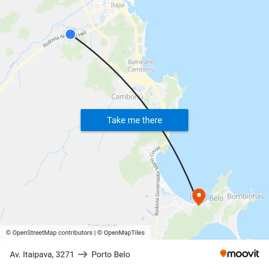 Av. Itaipava, 3271 to Porto Belo map