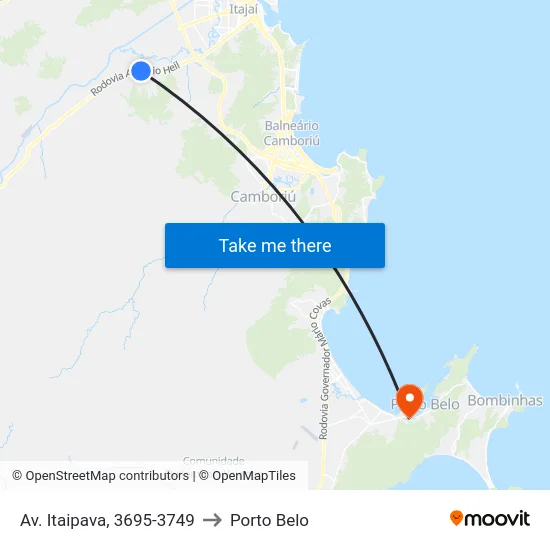 Av. Itaipava, 3695-3749 to Porto Belo map