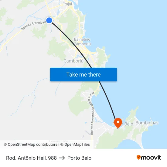 Rod. Antônio Heil, 988 to Porto Belo map