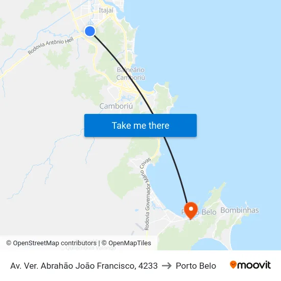 Av. Ver. Abrahão João Francisco, 4233 to Porto Belo map