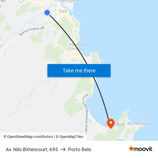 Av. Nilo Bittencourt, 695 to Porto Belo map