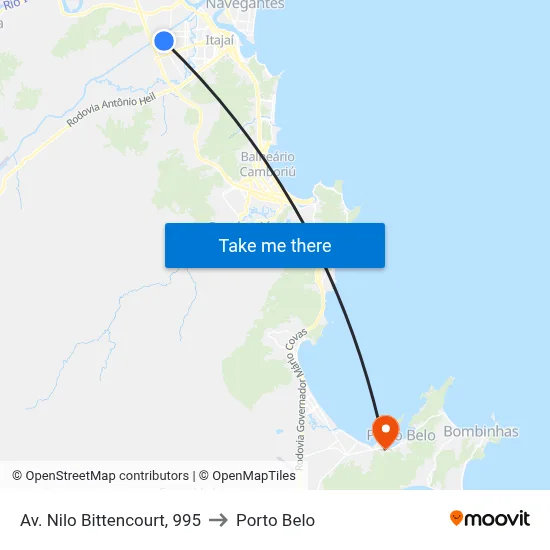 Av. Nilo Bittencourt, 995 to Porto Belo map
