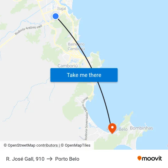 R. José Gall, 910 to Porto Belo map