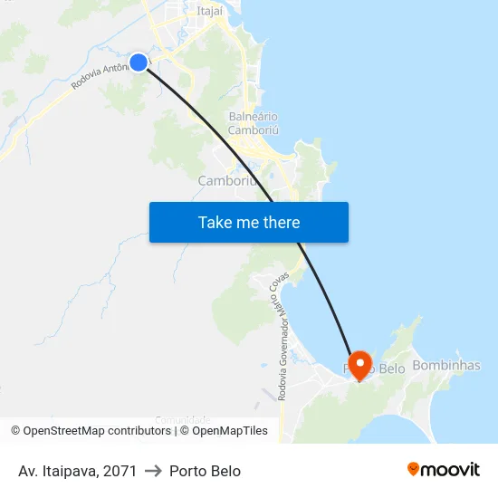 Av. Itaipava, 2071 to Porto Belo map