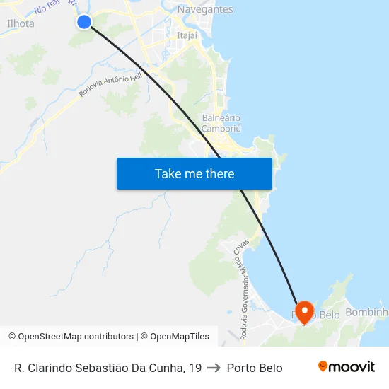 R. Clarindo Sebastião Da Cunha, 19 to Porto Belo map