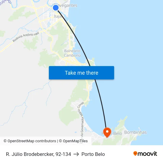 R. Júlio Brodebercker, 92-134 to Porto Belo map