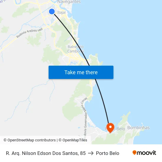 R. Arq. Nilson Edson Dos Santos, 85 to Porto Belo map