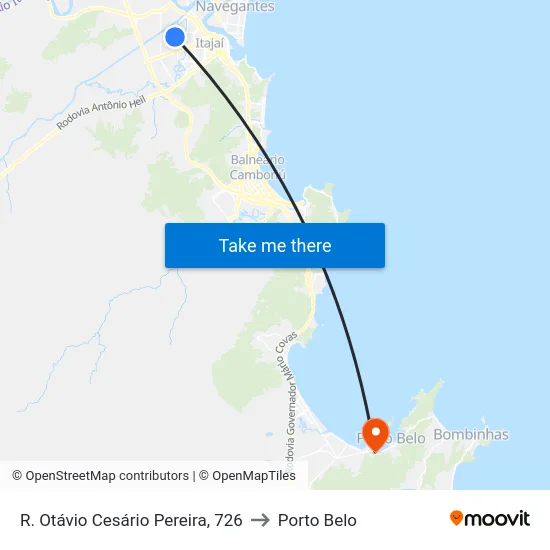 R. Otávio Cesário Pereira, 726 to Porto Belo map