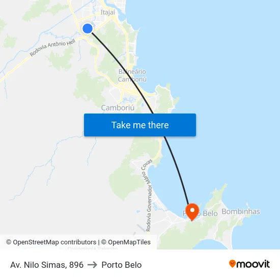Av. Nilo Simas, 896 to Porto Belo map