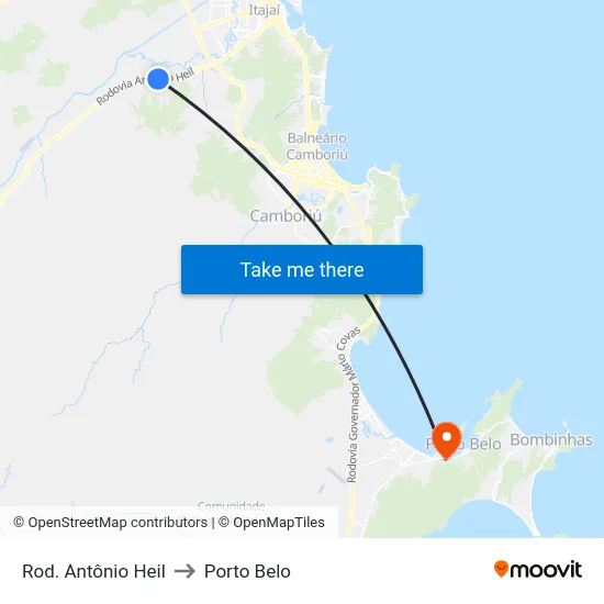 Rod. Antônio Heil to Porto Belo map