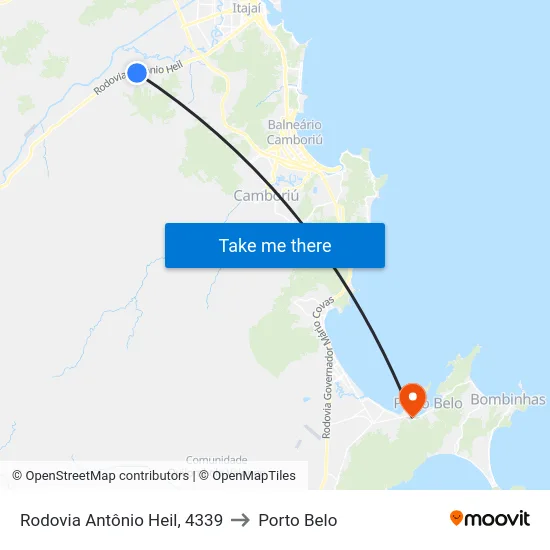 Rodovia Antônio Heil, 4339 to Porto Belo map