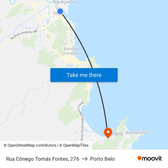 Rua Cônego Tomás Fontes, 276 to Porto Belo map