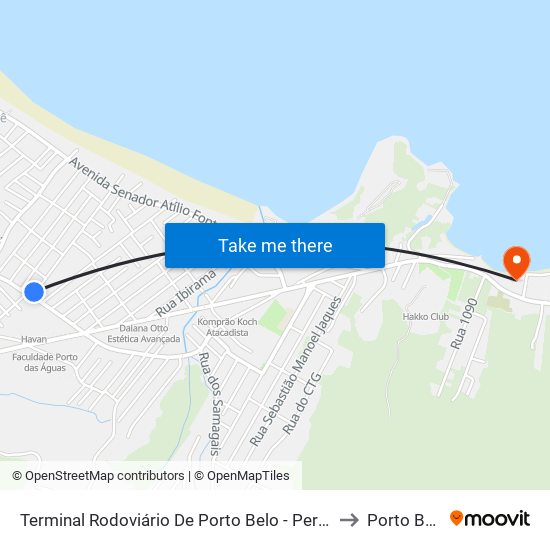 Terminal Rodoviário De Porto Belo - Perequê to Porto Belo map