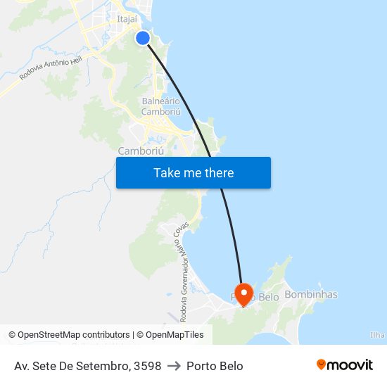 Av. Sete De Setembro, 3598 to Porto Belo map