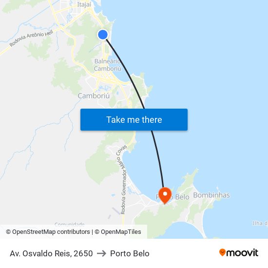 Av. Osvaldo Reis, 2650 to Porto Belo map