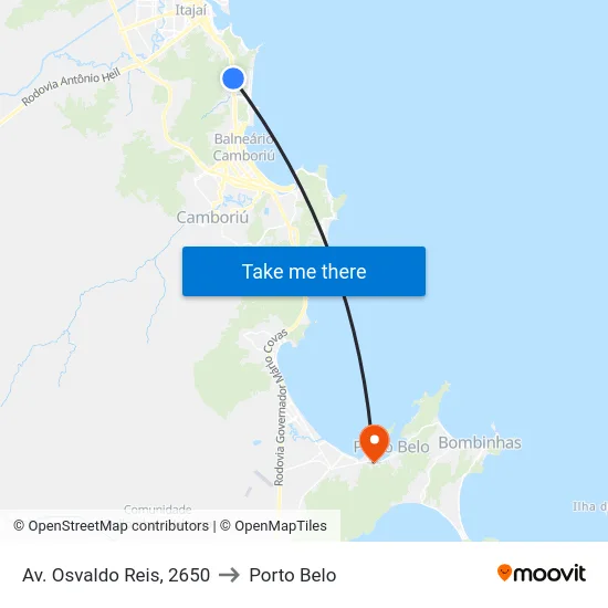 Av. Osvaldo Reis, 2650 to Porto Belo map