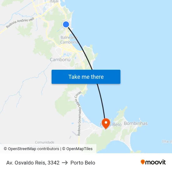 Av. Osvaldo Reis, 3342 to Porto Belo map