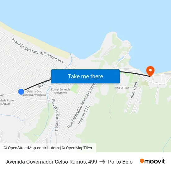 Avenida Governador Celso Ramos, 499 to Porto Belo map