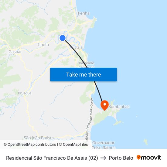 Residencial São Francisco De Assis (02) to Porto Belo map