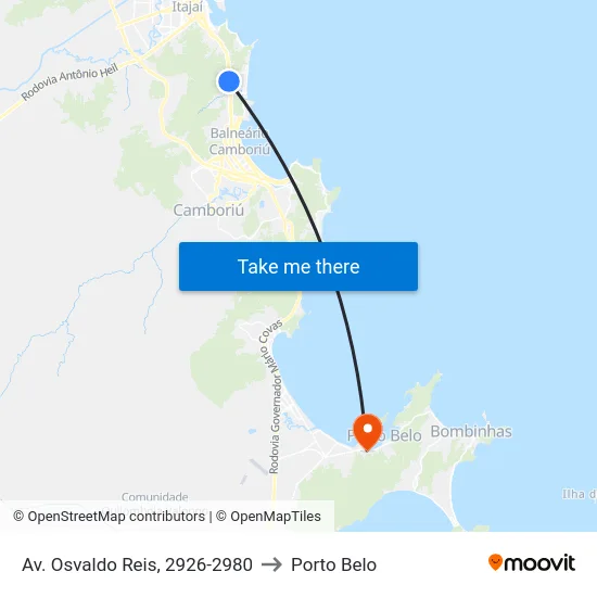 Av. Osvaldo Reis, 2926-2980 to Porto Belo map