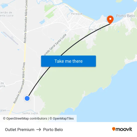Outlet Premium to Porto Belo map