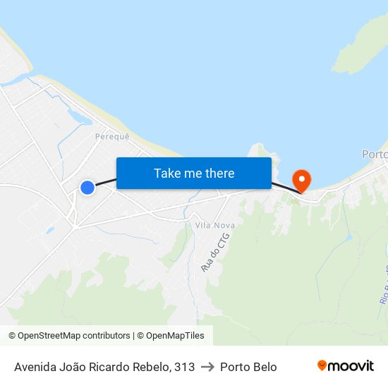 Avenida João Ricardo Rebelo, 313 to Porto Belo map